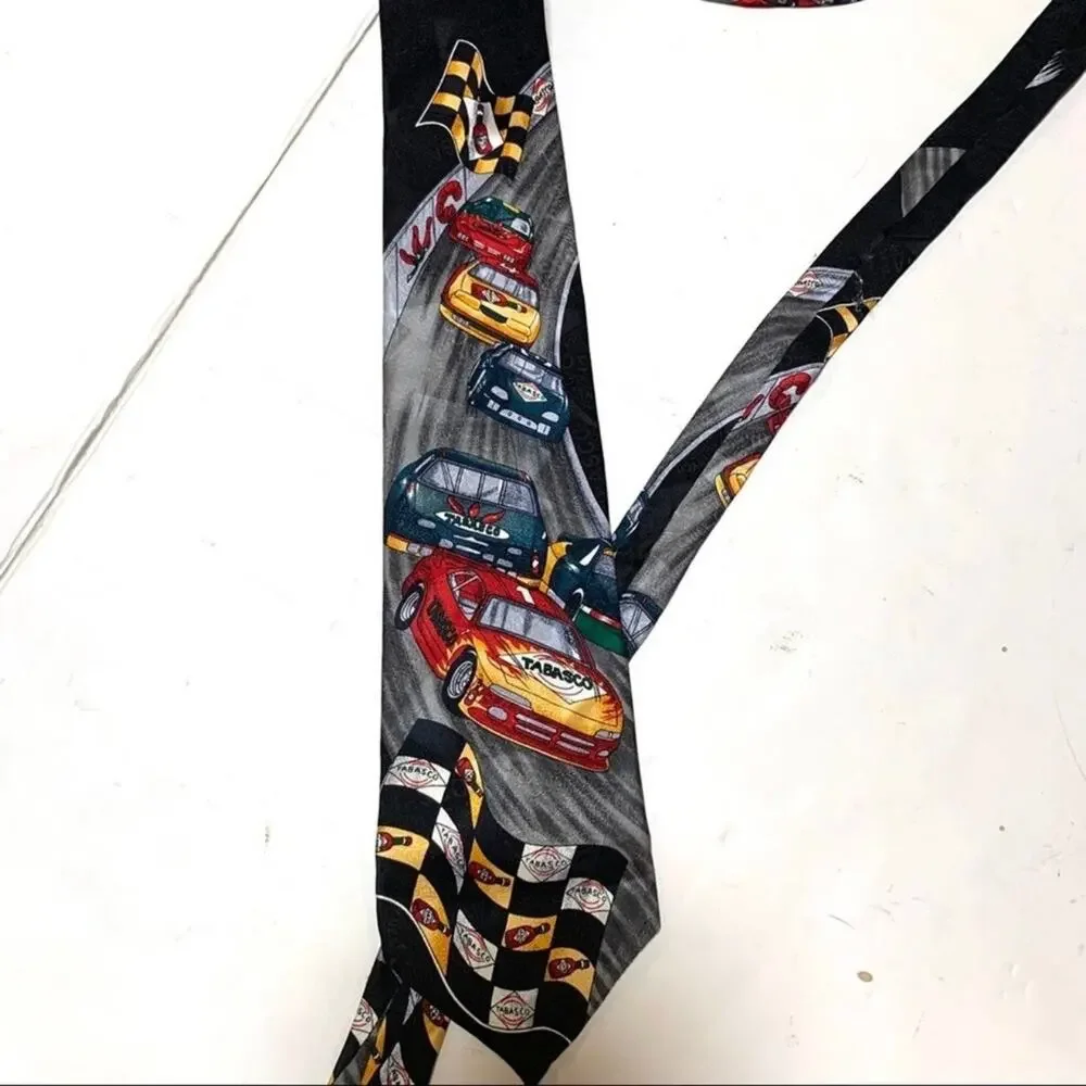 Vintage 90s TABASCO Racing NASCAR Necktie 100% Silk WEMCO Made USA NWT